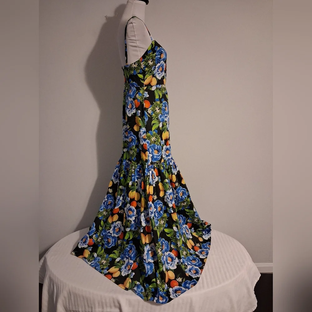 Borgo De Nor Floral And Lemon Maxi Dress UK Size 14 US Size 10 - Picture 8 of 15